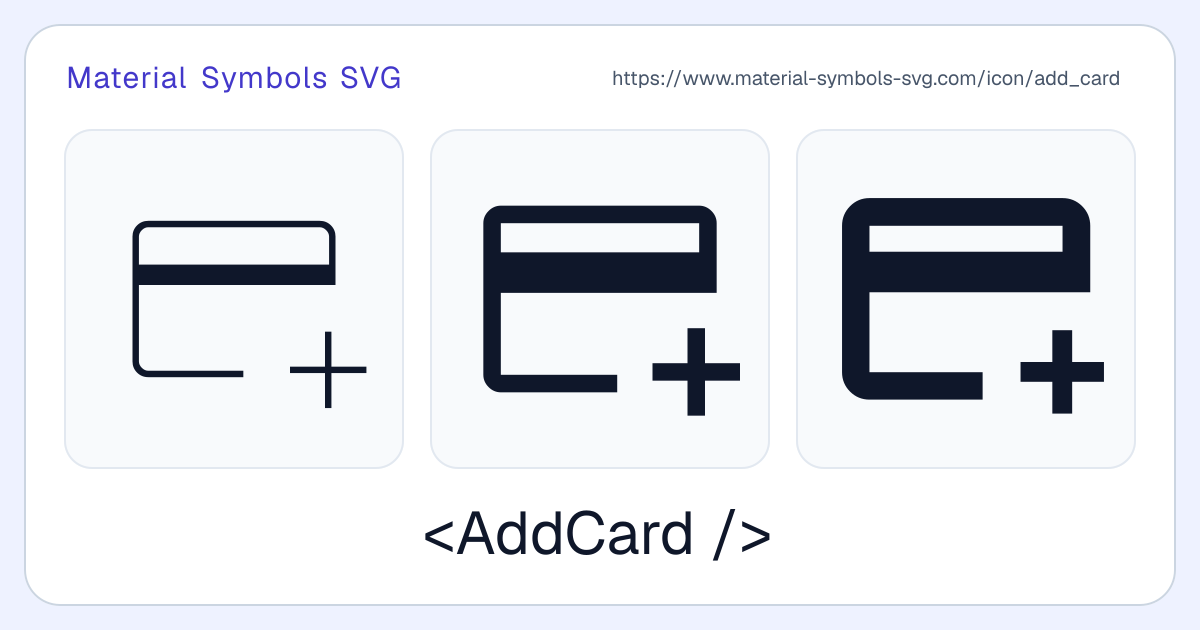 Add Card Icon - Material Symbols SVG