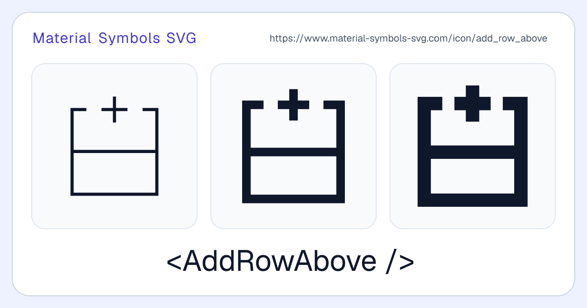 Add Row Above Icon - Material Symbols SVG