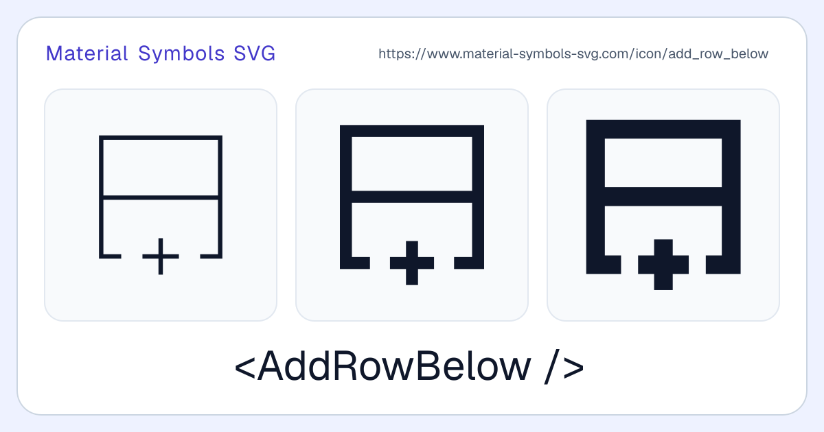 Add Row Below Icon - Material Symbols SVG