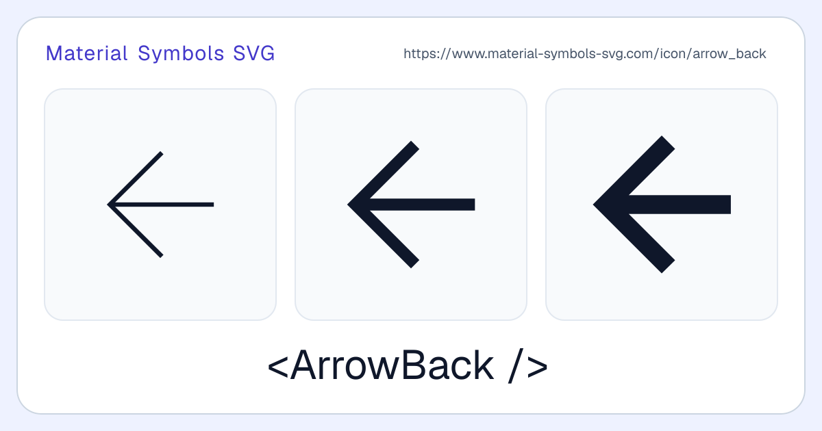 Arrow Back Icon - Material Symbols SVG