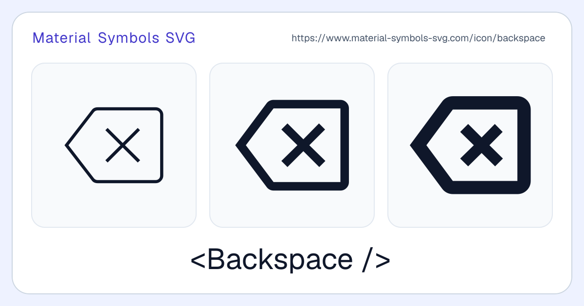 Backspace Icon - Material Symbols SVG