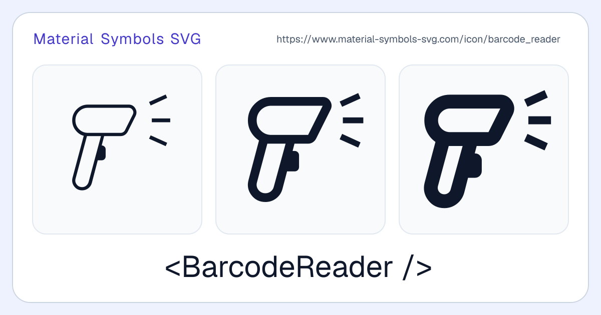 Barcode Reader Icon - Material Symbols SVG