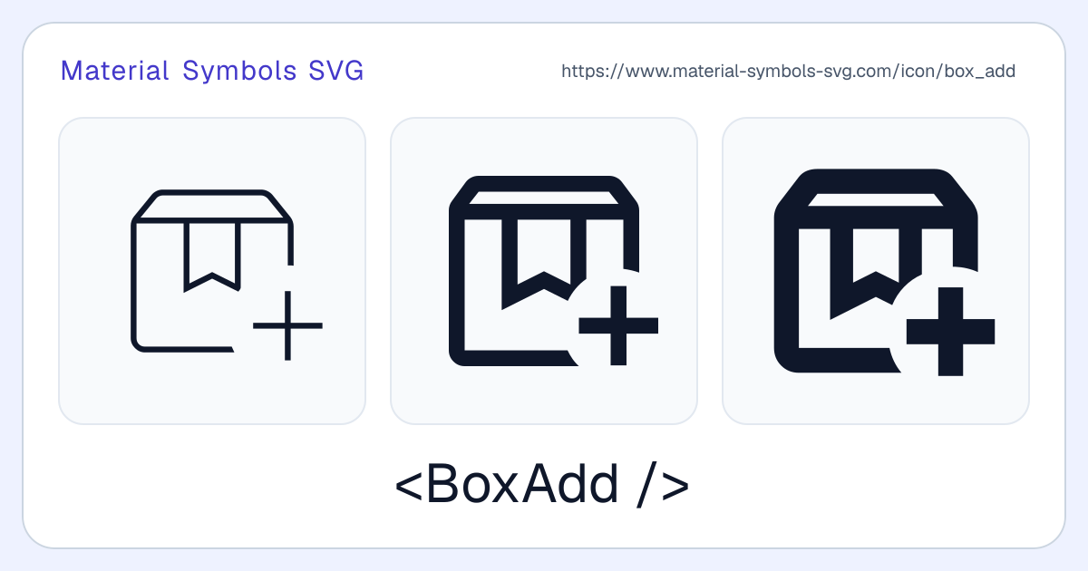 Box Add Icon - Material Symbols SVG