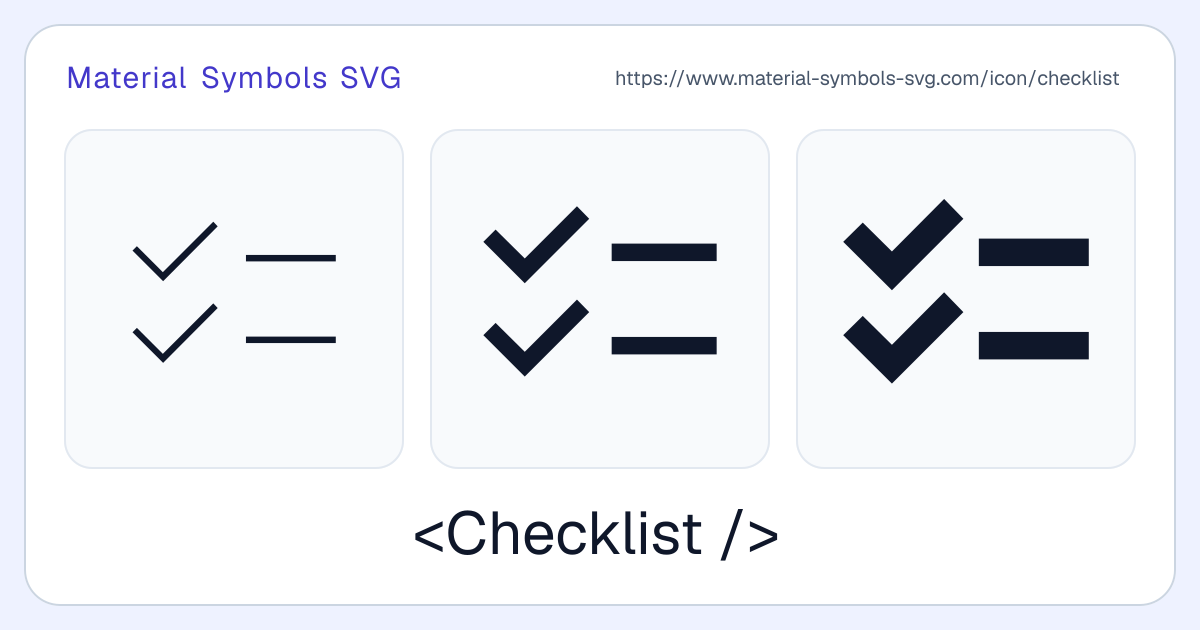 Checklist Icon - Material Symbols SVG