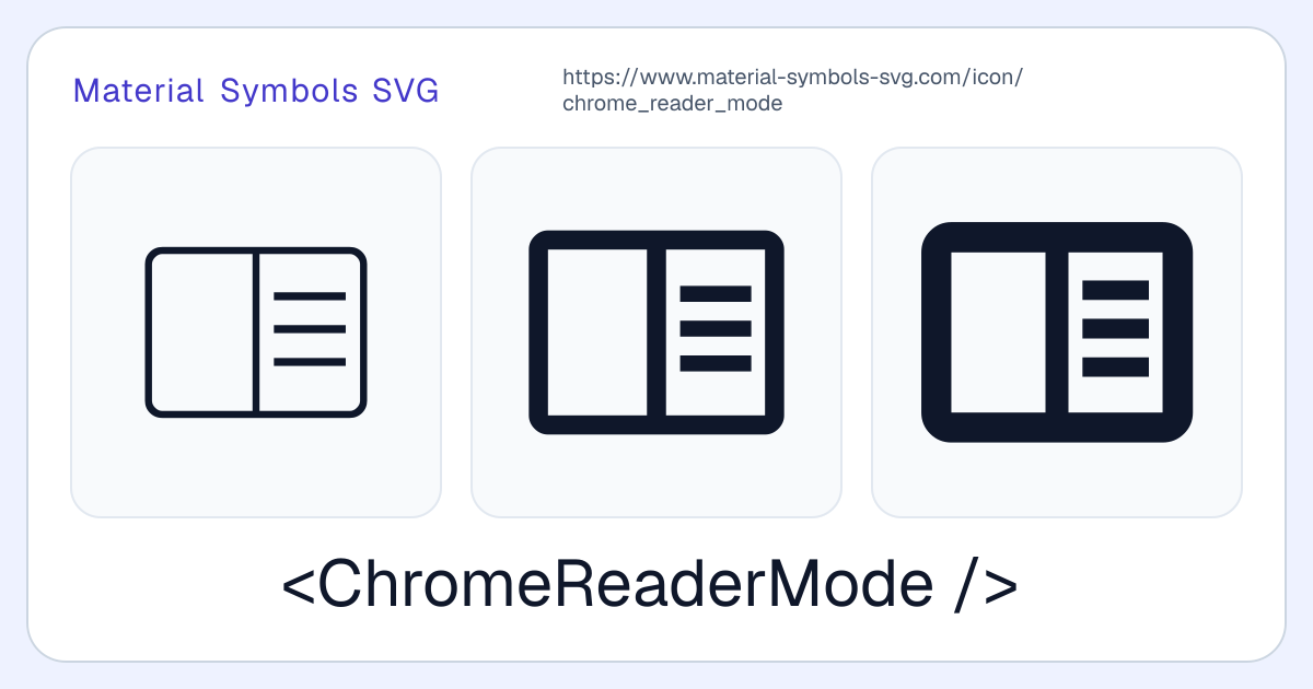 Chrome Reader Mode Icon - Material Symbols SVG