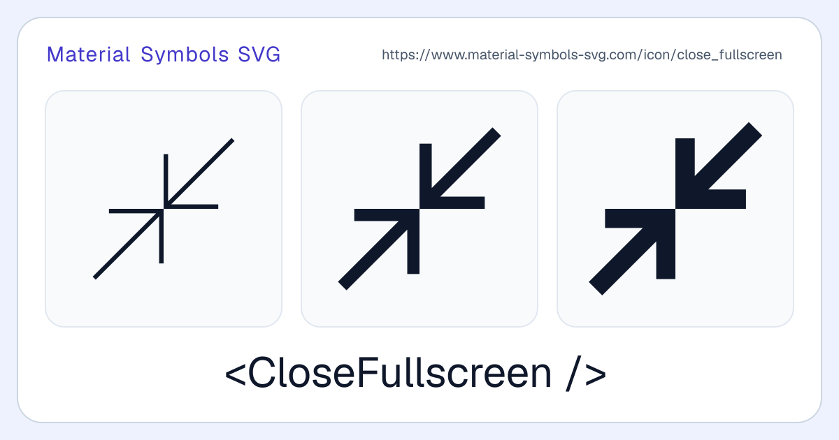 Close Fullscreen Icon - Material Symbols SVG
