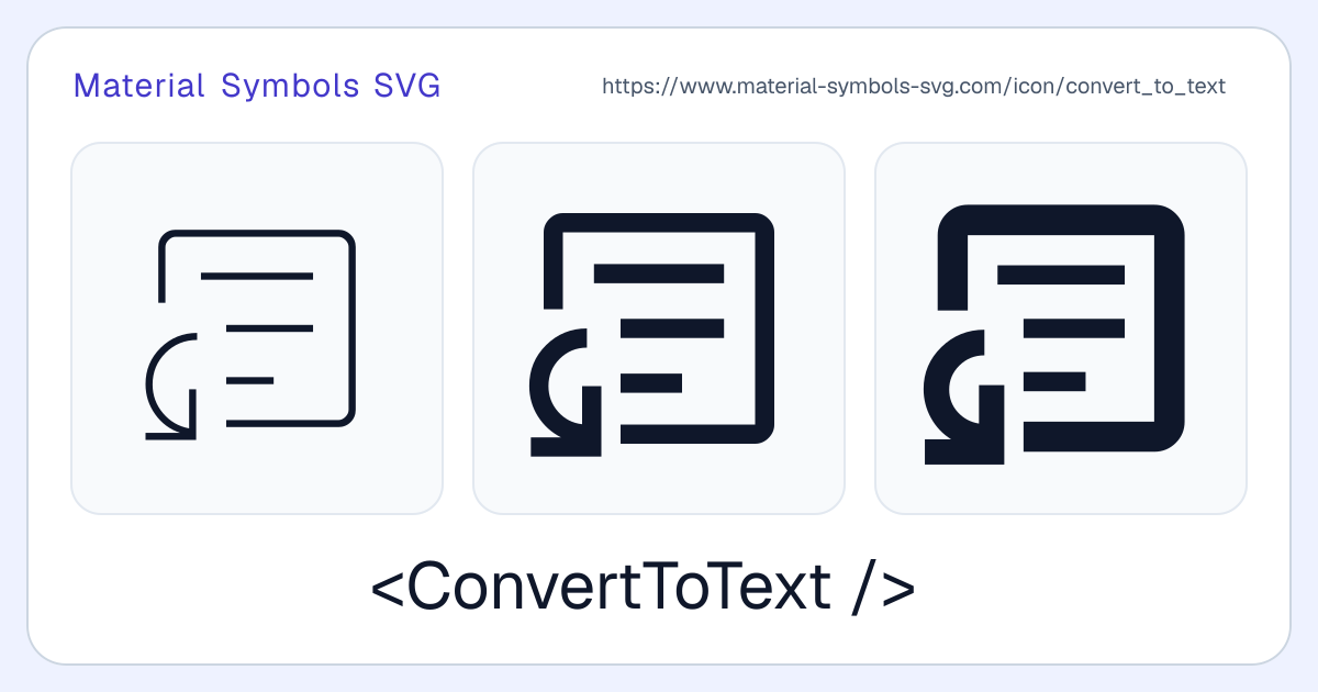Convert To Text Icon - Material Symbols SVG