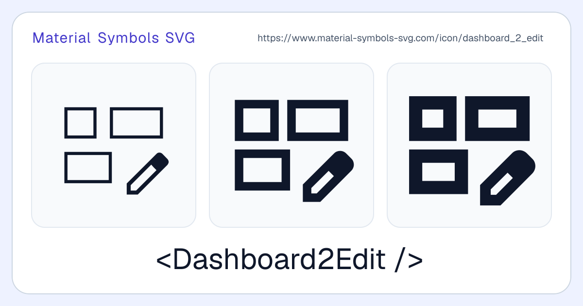 Dashboard 2 Edit Icon - Material Symbols SVG