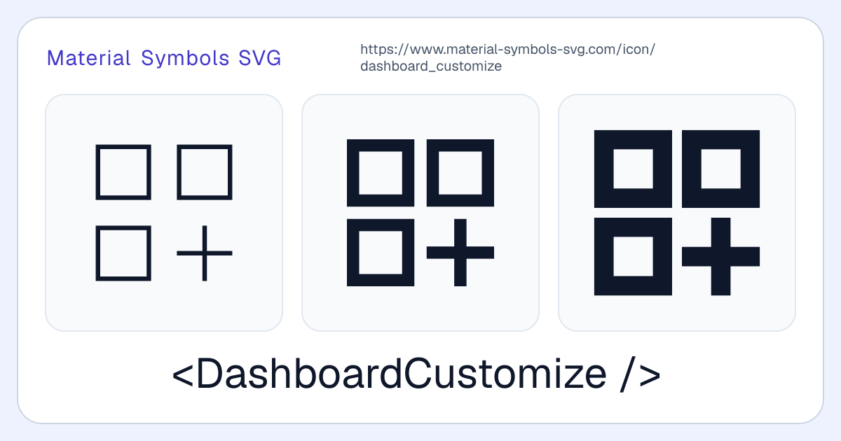 Dashboard Customize Icon - Material Symbols SVG