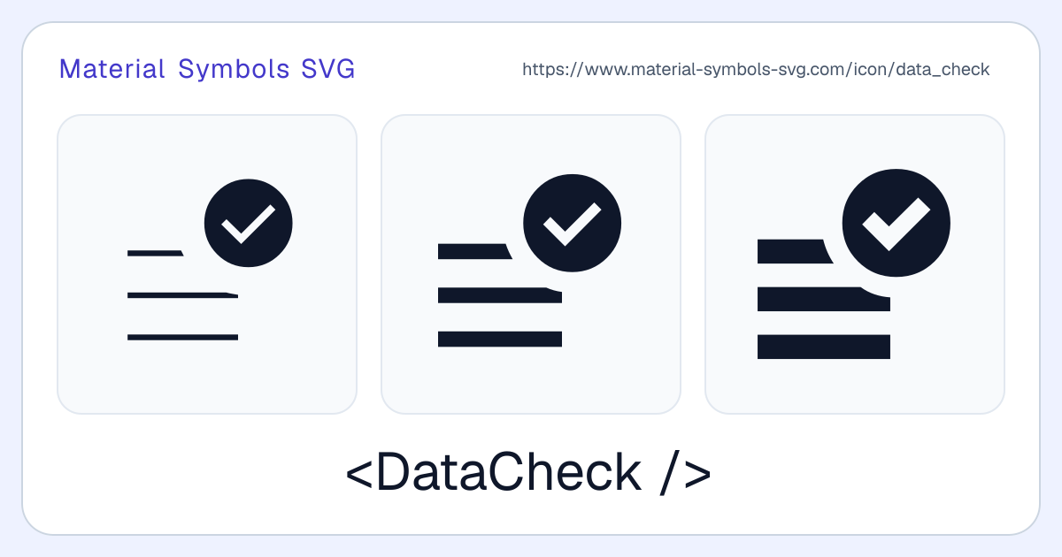 Data Check Icon - Material Symbols SVG