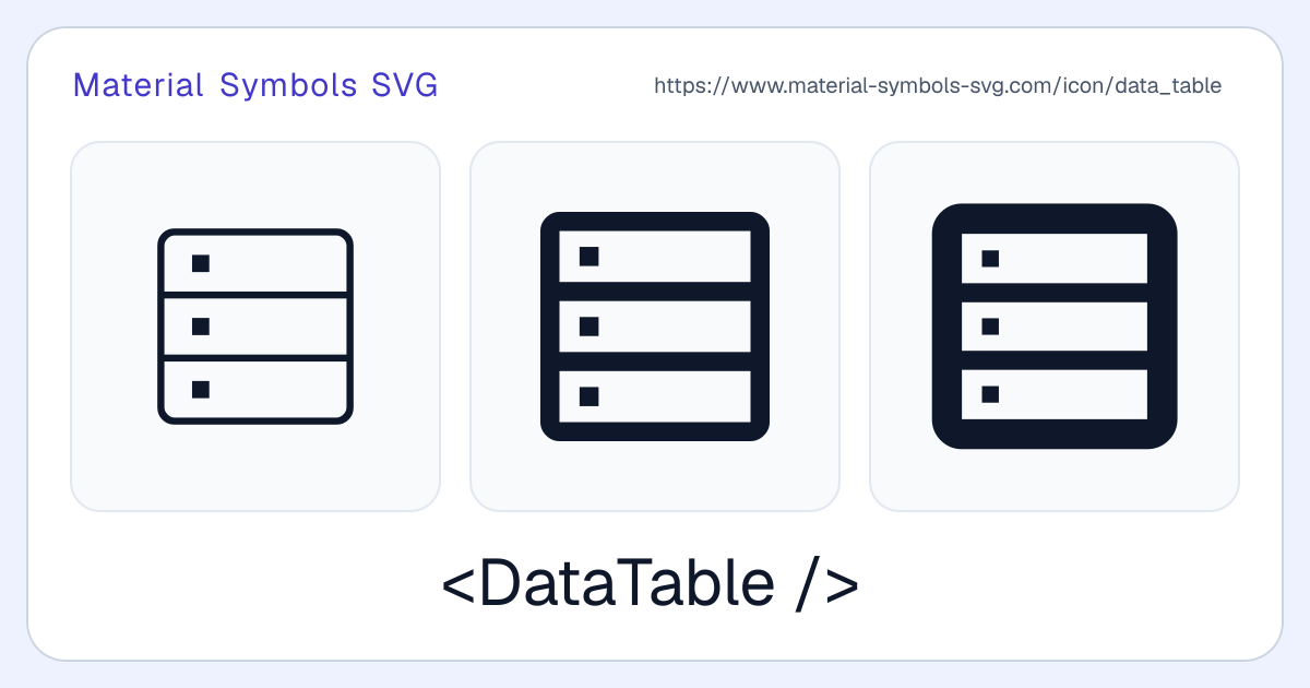 Data Table Icon - Material Symbols SVG