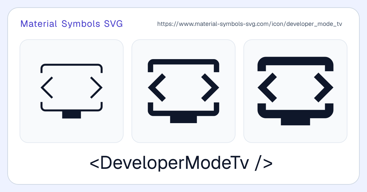 Developer Mode Tv Icon - Material Symbols SVG