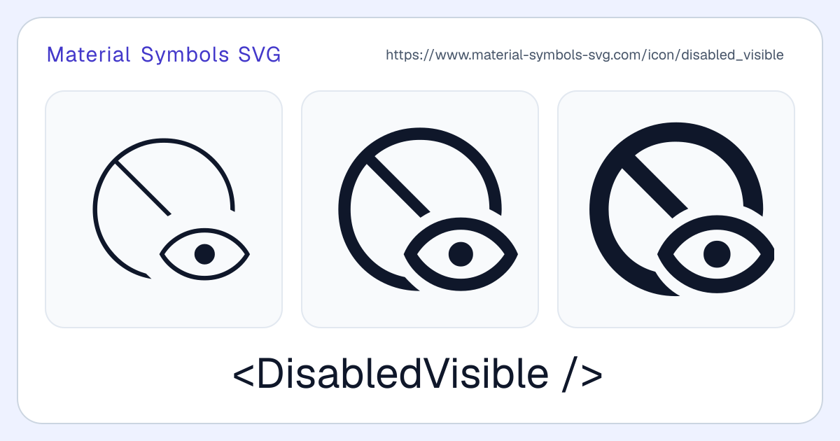 Disabled Visible Icon - Material Symbols SVG