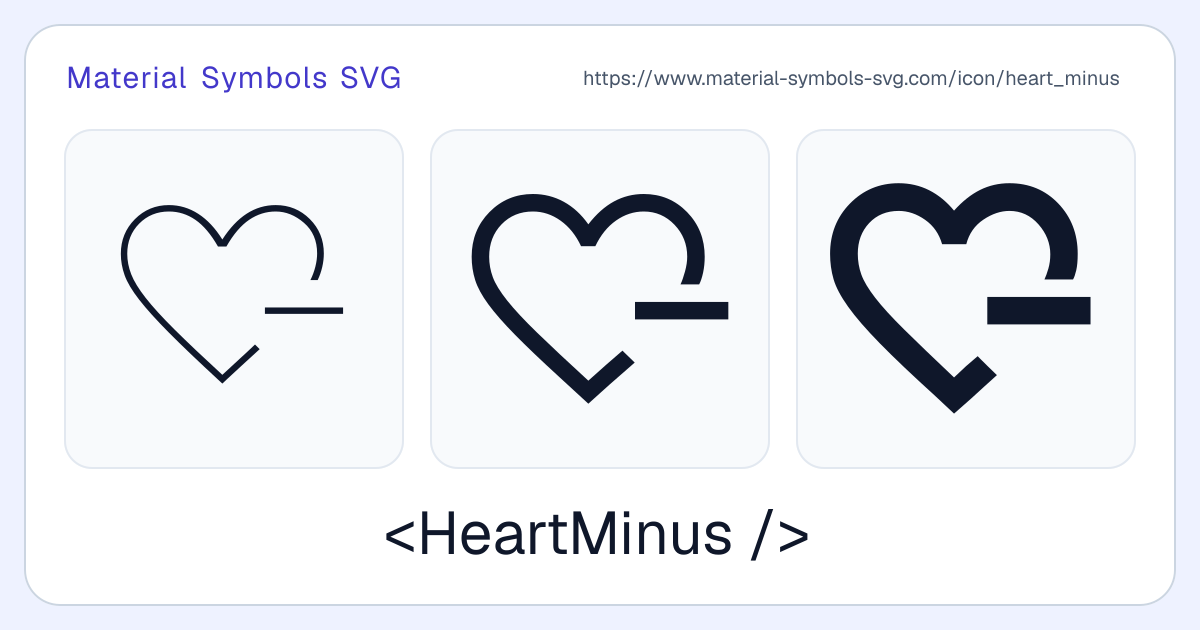 Heart Minus Icon - Material Symbols SVG