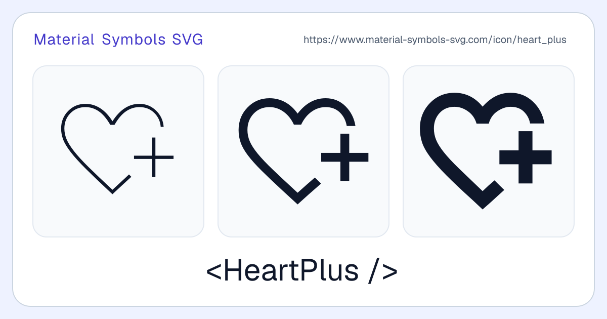 Heart Plus Icon - Material Symbols SVG