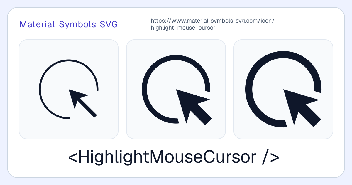 Highlight Mouse Cursor Icon - Material Symbols SVG