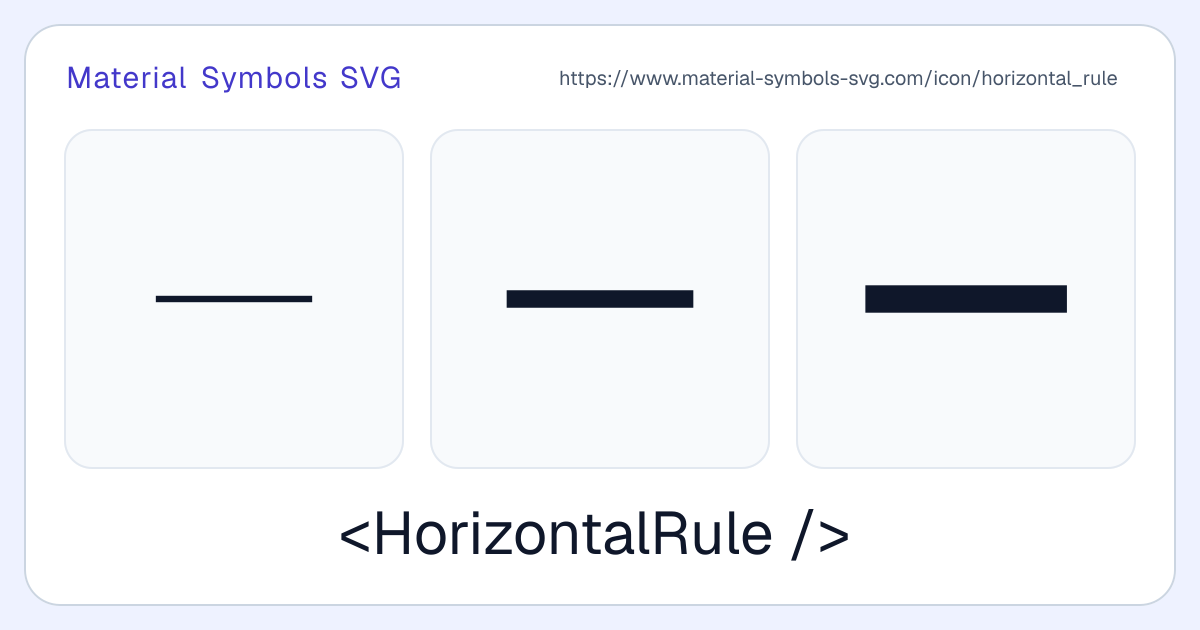 Horizontal Rule Icon - Material Symbols SVG