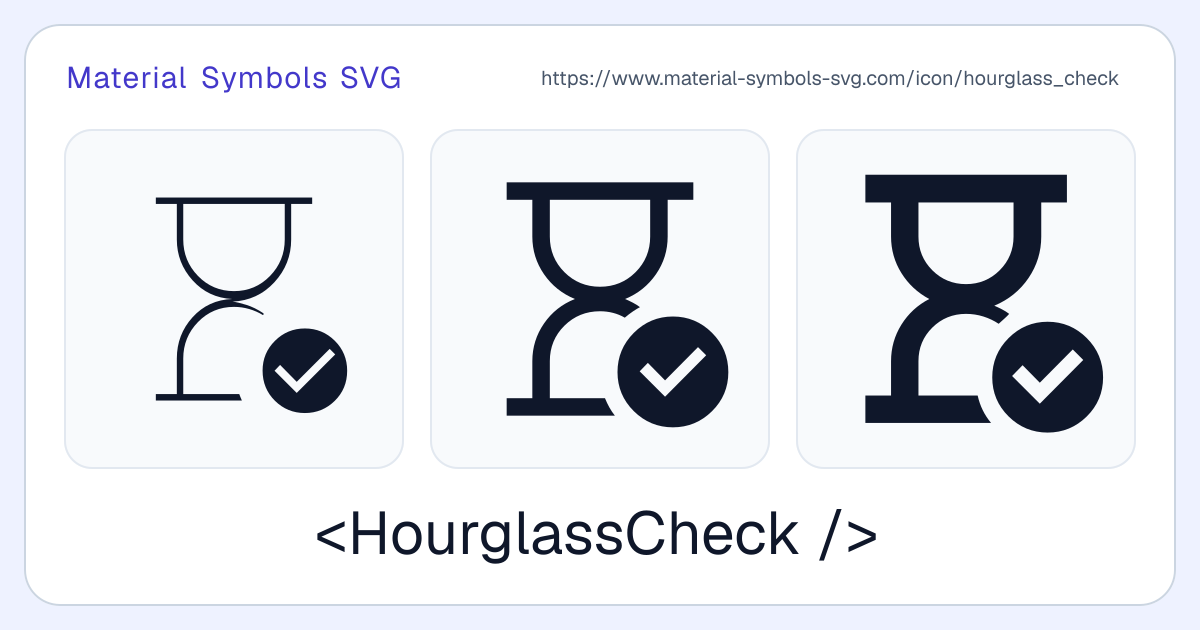 Hourglass Check Icon - Material Symbols SVG