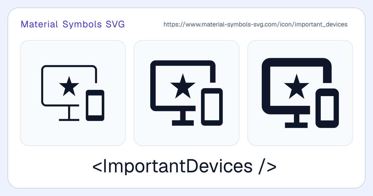 Important Devices Icon - Material Symbols SVG