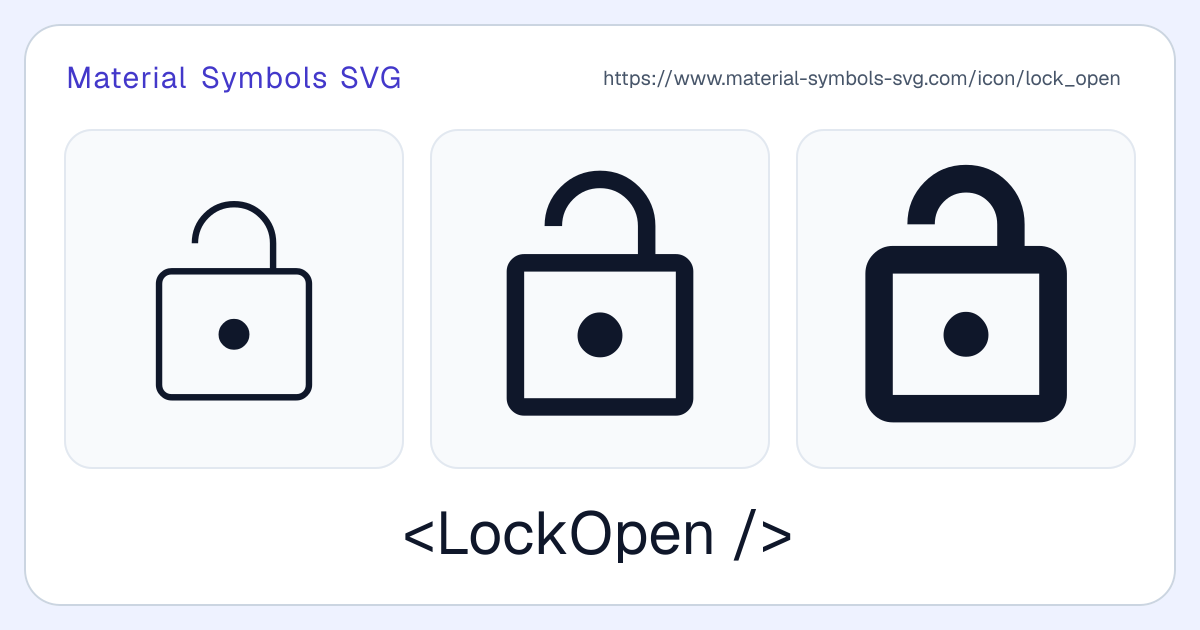 Lock Open Icon - Material Symbols SVG
