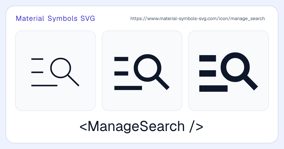 Manage Search Icon - Material Symbols SVG