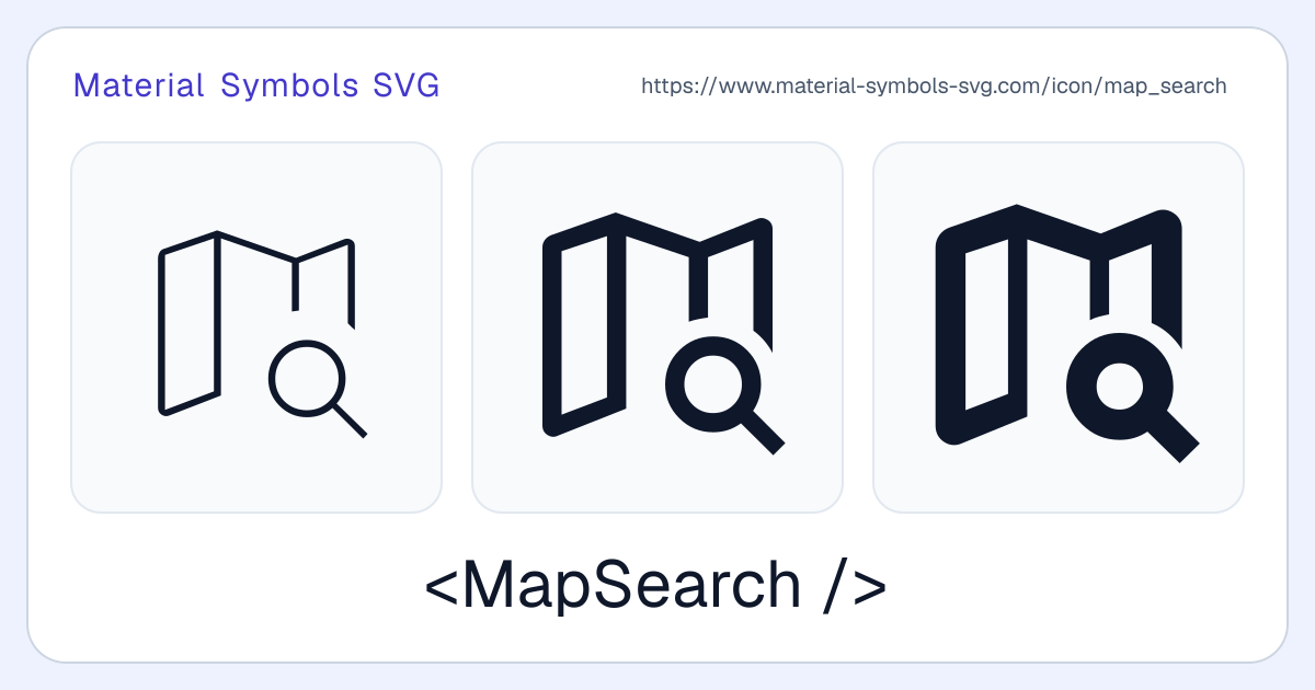 Map Search Icon - Material Symbols SVG