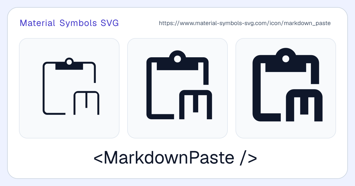 Markdown Paste Icon - Material Symbols SVG