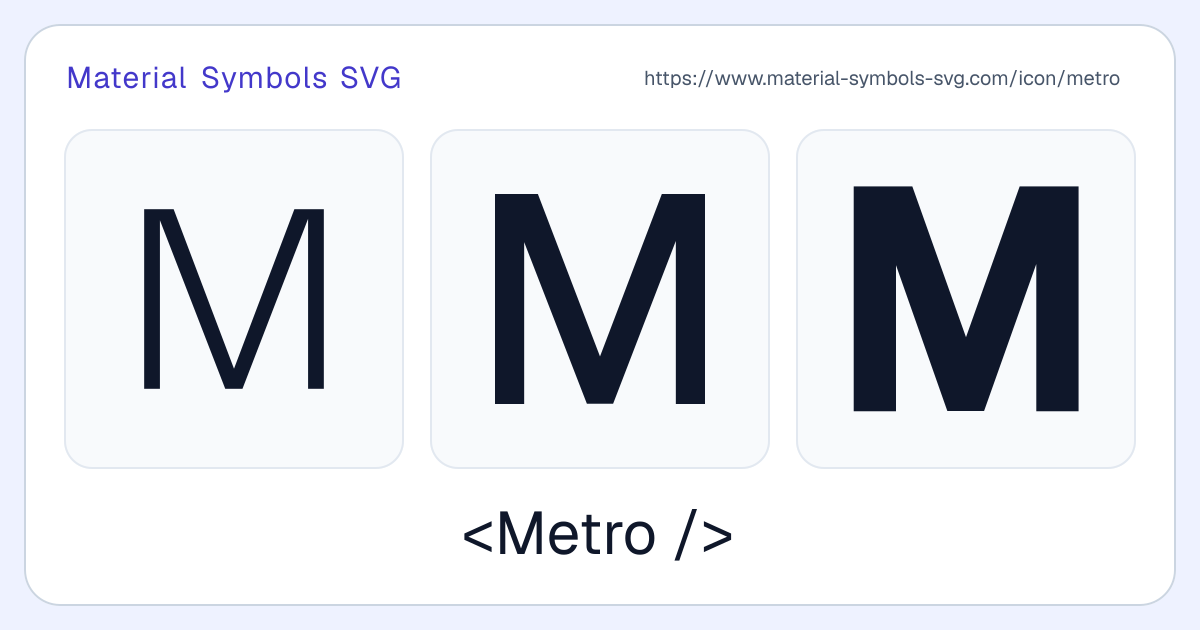 Metro Icon - Material Symbols SVG
