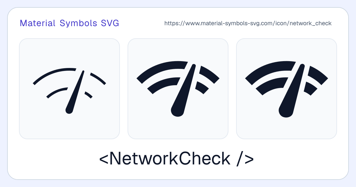 Network Check Icon - Material Symbols SVG