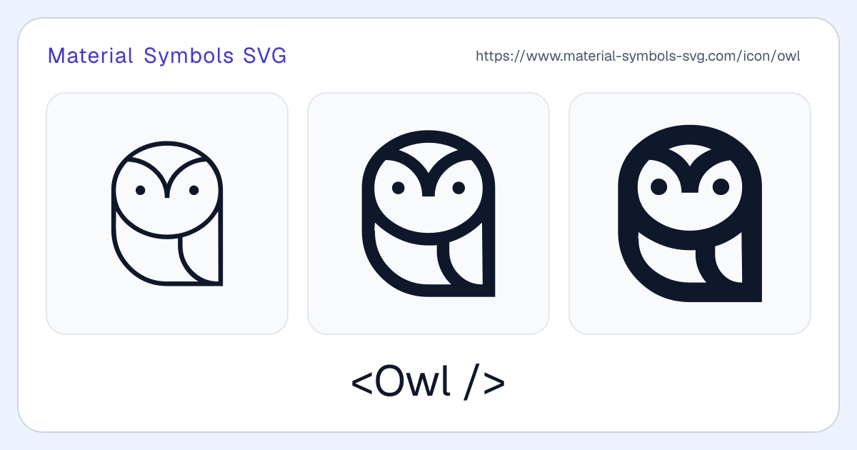 Owl Icon - Material Symbols SVG