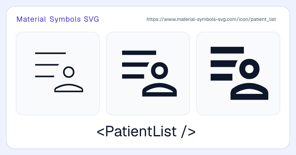 Patient List Icon - Material Symbols SVG