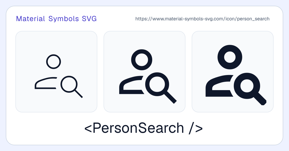 Person Search Icon - Material Symbols SVG