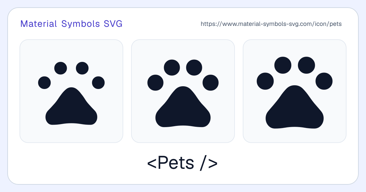 Pets Icon - Material Symbols SVG