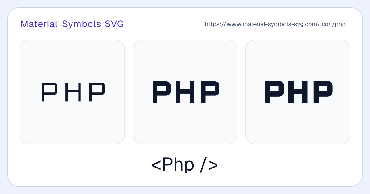 Php Icon - Material Symbols SVG