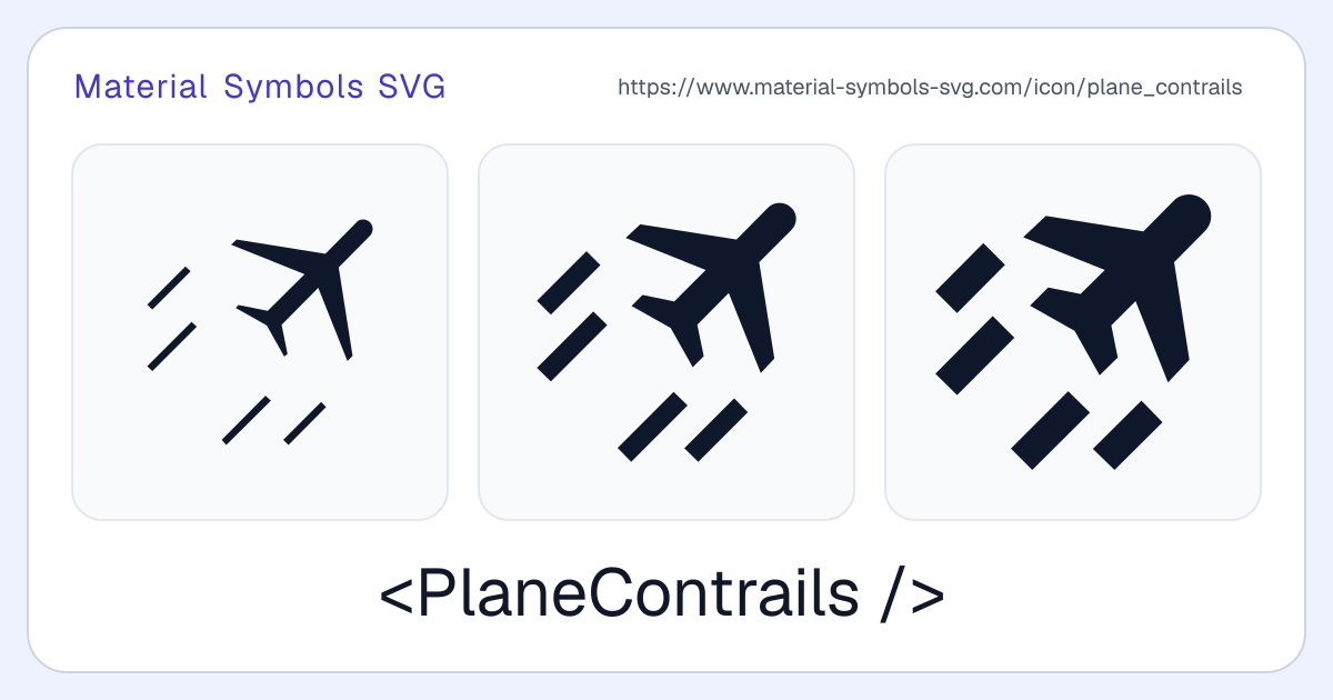 Plane Contrails Icon - Material Symbols SVG