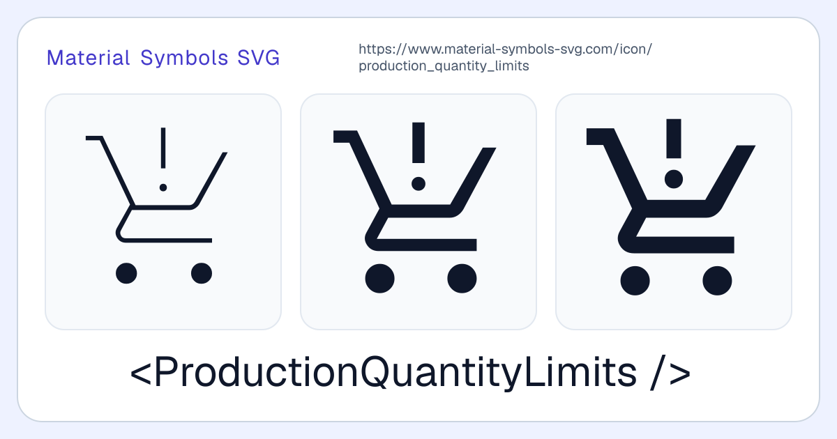 Production Quantity Limits Icon - Material Symbols SVG