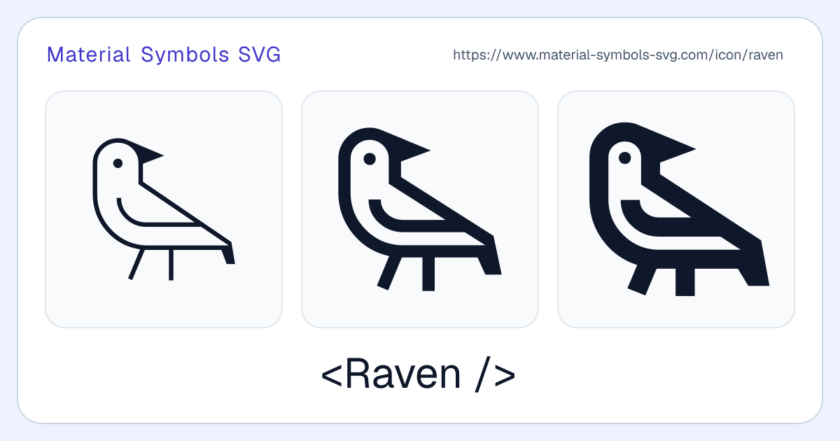 Raven Icon - Material Symbols SVG
