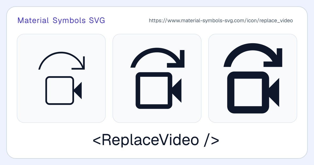 Replace Video Icon - Material Symbols SVG