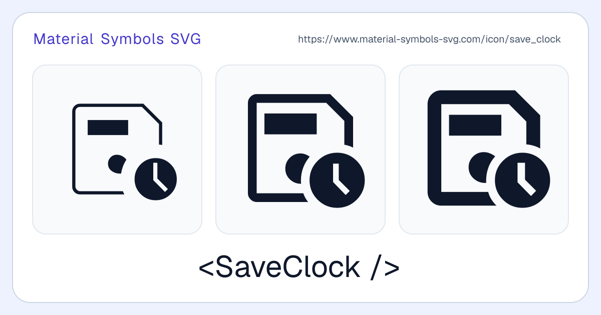 Save Clock Icon - Material Symbols SVG