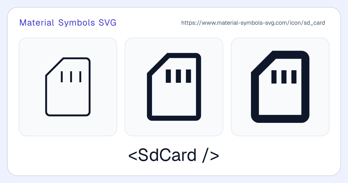 Sd Card Icon - Material Symbols SVG