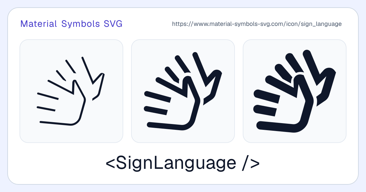 Sign Language Icon - Material Symbols SVG
