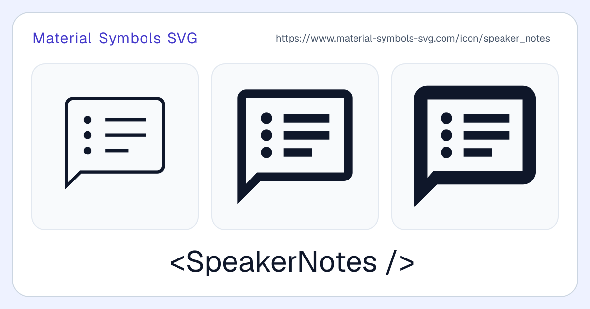 Speaker Notes Icon - Material Symbols SVG