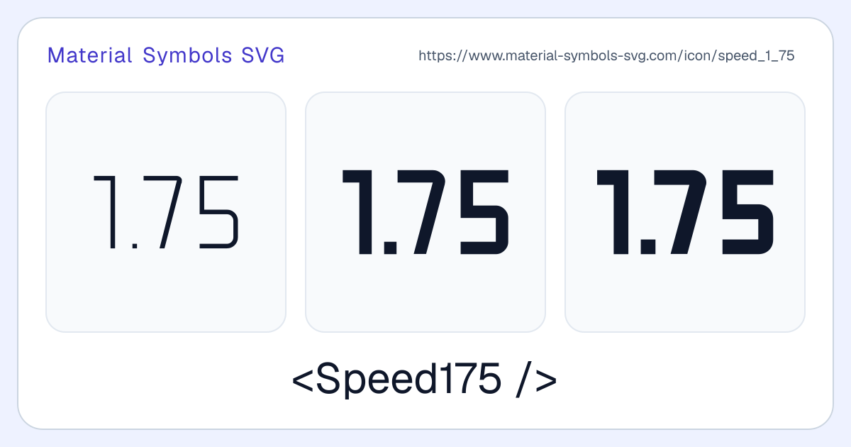 Speed 1 75 Icon - Material Symbols SVG
