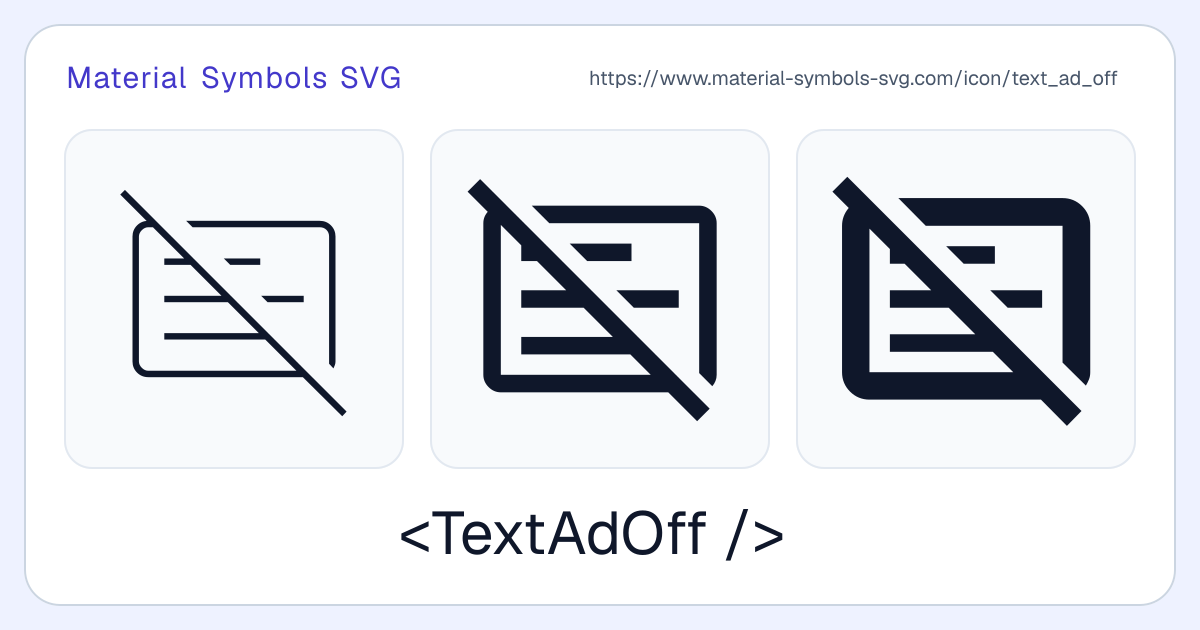 Text Ad Off Icon - Material Symbols SVG