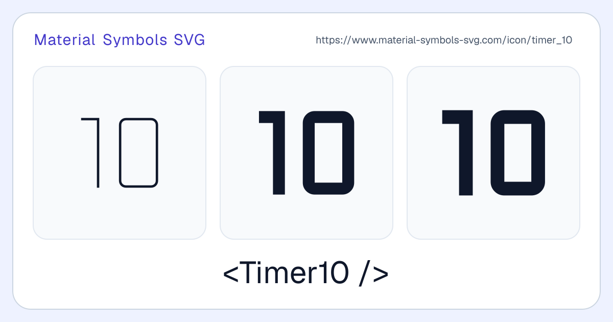 Timer 10 Icon - Material Symbols SVG