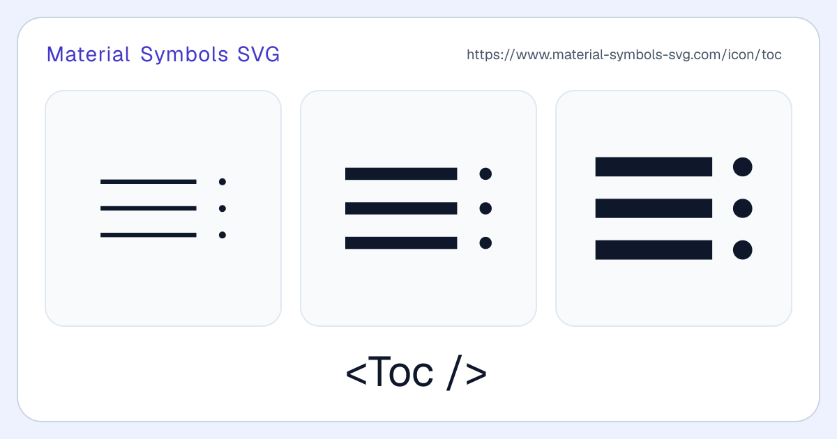 Toc Icon - Material Symbols SVG