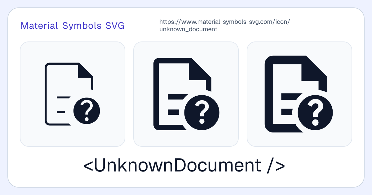 Unknown Document Icon - Material Symbols SVG