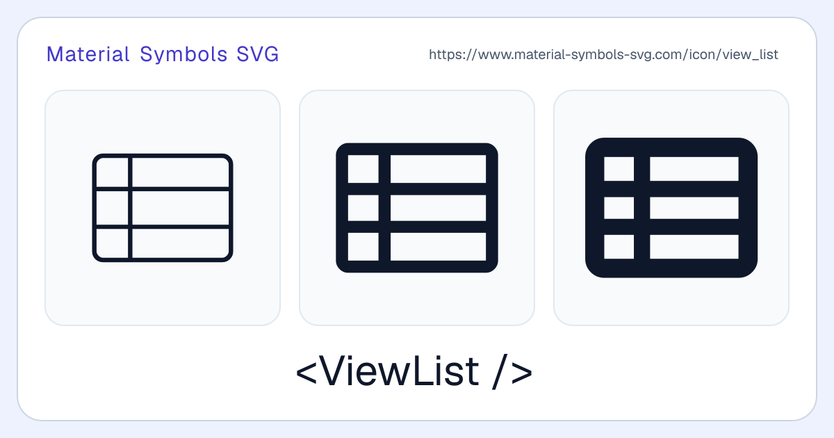 View List Icon - Material Symbols SVG
